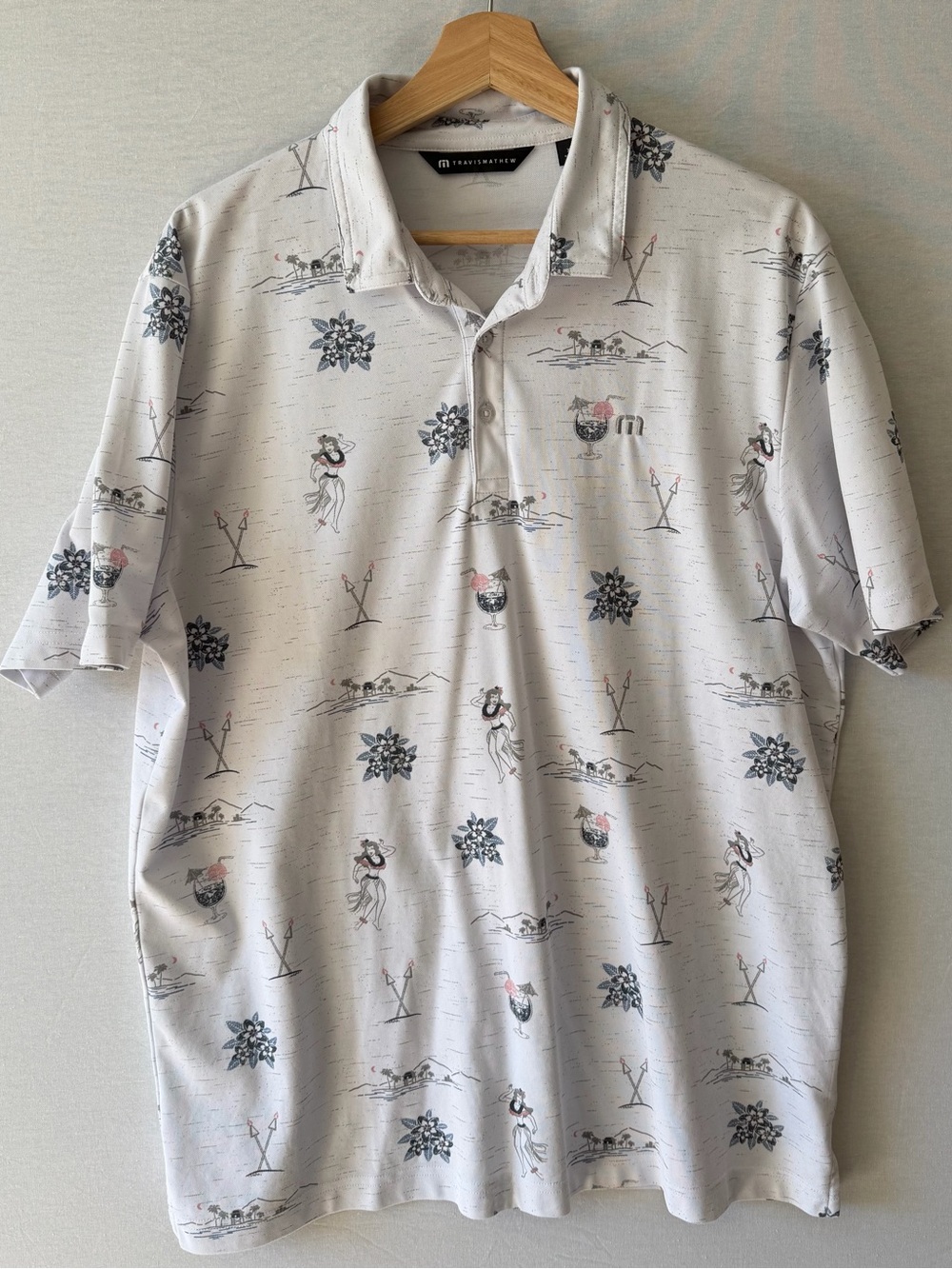 Travis Mathew White Polo Shirt with Subtle Print